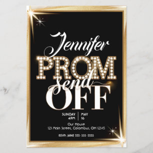 Personlig PROM SEND-OFF Elegant Black och Guld Flygblad