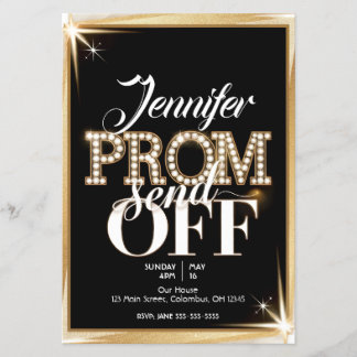Personlig PROM SEND-OFF Elegant Black och Guld Flygblad