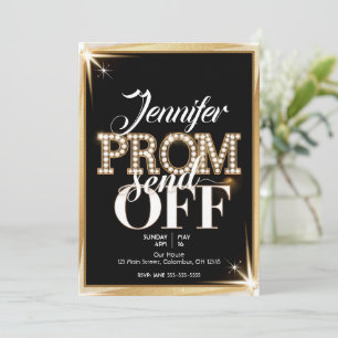 Personlig PROM SEND-OFF Elegant Black och Guld Inbjudningar