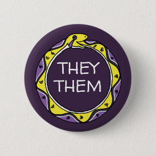 Personlig Pronouns Nonbinary Ouroboros Snake Knapp