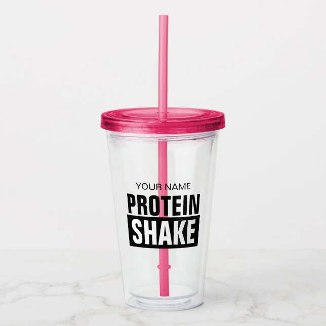 Personlig protein skaktumörglas med lock take away mugg (Framsida)