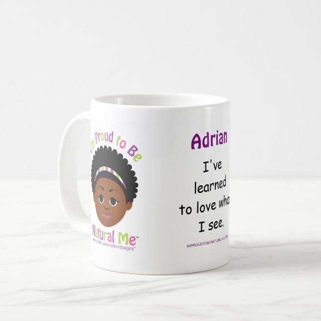 Personlig #Proud2BNaturalMe Kaffemugg (Framsida vänster)