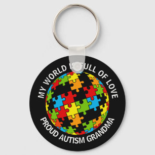 Personlig Proud Autism Pappa/Mamma Fullt i Kärlek Nyckelring