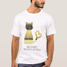 Personlig Proud Cat Pappa Black Guld T Shirt