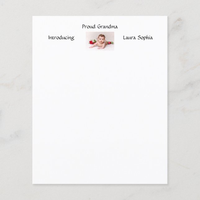 Personlig Proud Grandma Nyfödd bebis Newborn Photo (Framsida)