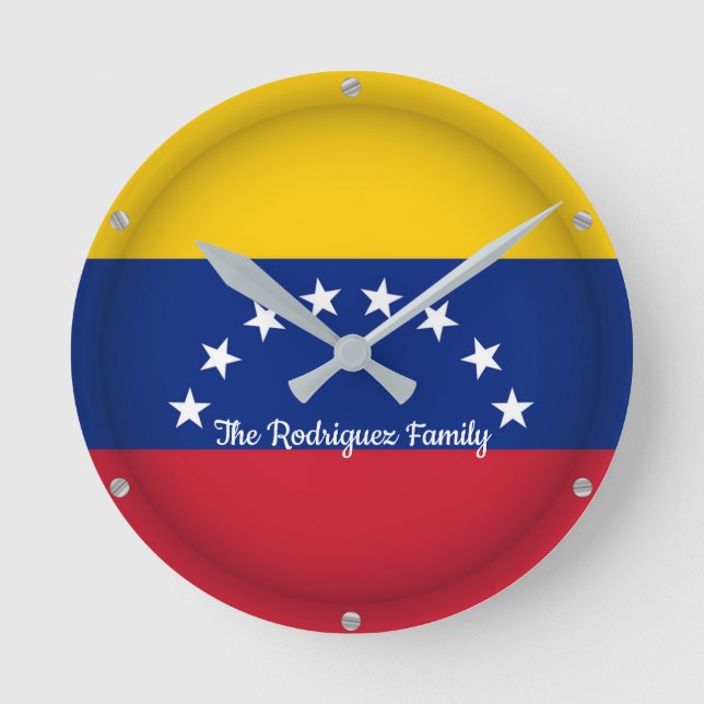 Personlig: Proud Venezuela Flagga Land Rund Klocka (Framsida)