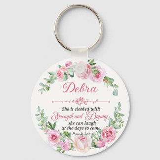 Personlig Prov 31:25 Mors dag Rosa Ros Nyckelring