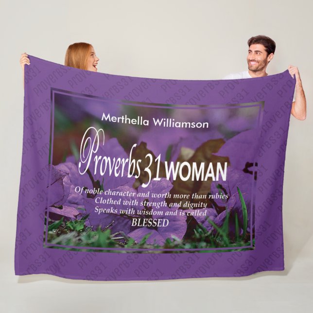 Personlig Proverbs 31 Woman Fleecefilt (På plats)