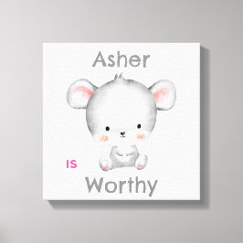 Personlig prydnad för barn med bekräftelse | Grå m Canvastryck