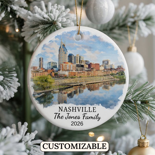 Personlig prydnad från Nashville, skräddarsydd för Julgransprydnad Keramik (Skapare uppladdad)