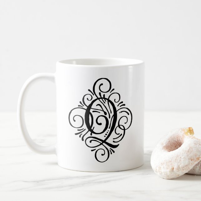 Personlig prydnad med monogram och sväng kaffemugg (Med munk)
