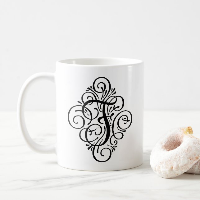 Personlig prydnad med monogram-svans kaffemugg (Med munk)