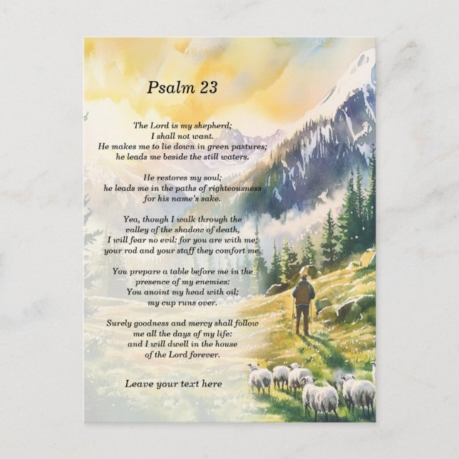 Personlig Psaltaren 23 med herdebildspråk Vykort (Framsida)