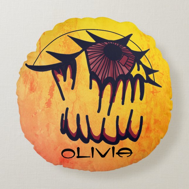 Personlig Psychedelic Bloodshot Vision Rund Kudde (Framsidan)