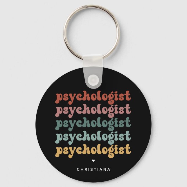 Personlig Psykolog Retro Psychology Nyckelring (Framsida)