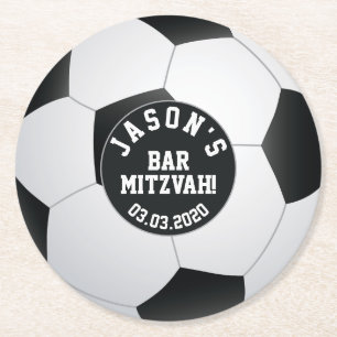 Personlig Pub Mitzvah Black White Underlägg Papper Rund