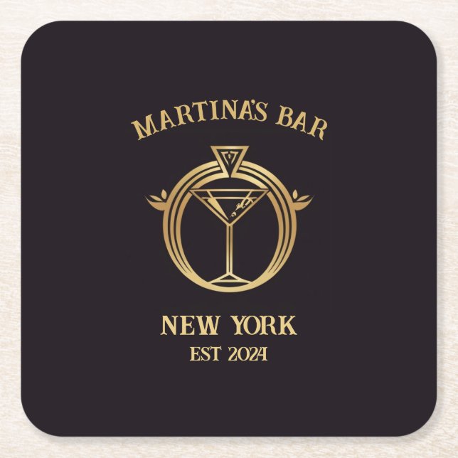 Personlig Pub-Pub Underlägg med eget namn Papper Kvadrat (Framsidan)