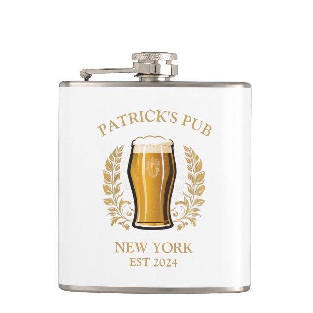 Personlig Pub Sign Beer Glass med eget namn Fickplunta (Framsidan)