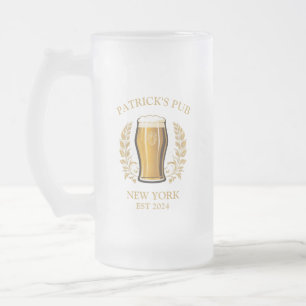 Personlig Pub Sign Beer Glass med eget namn Frostat Ölglas