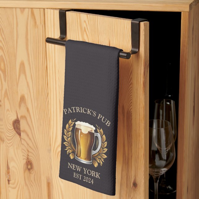Personlig Pub Sign Pub Towel med eget namn Kökshandduk (Thirds Fold)