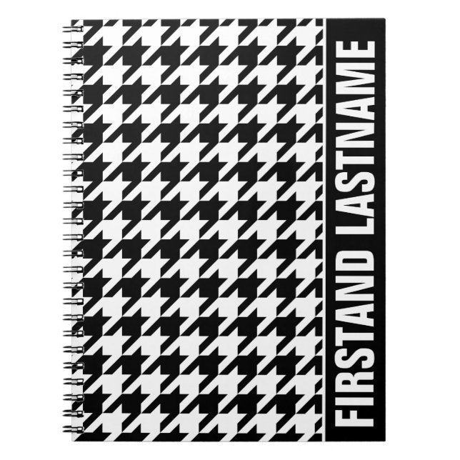 Personlig Pub Tab Black Houndstooth Anteckningsbok (Framsidan)