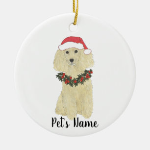 Personlig Pudel (Blonde Golden Tan) Julgransprydnad Keramik
