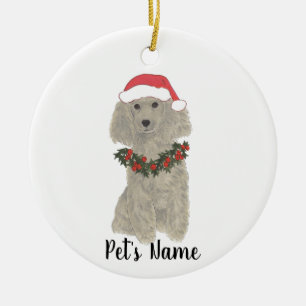 Personlig Pudel (Grått Silver) Julgransprydnad Keramik