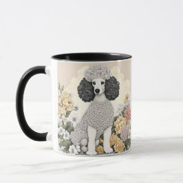 Personlig Pudel i Whimsical Flowers Mugg