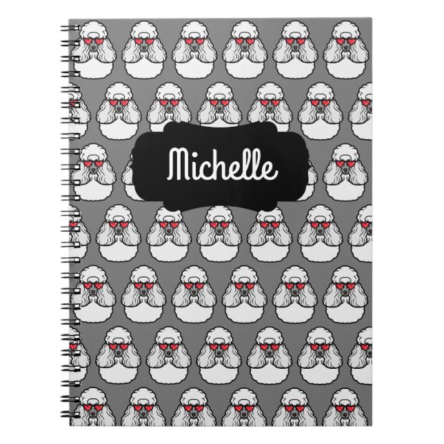 Personlig Pudel Mönster Funny Anteckningsbok (Framsidan)