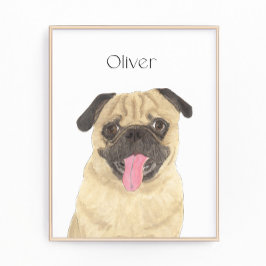 Personlig Pug Art Fototryck