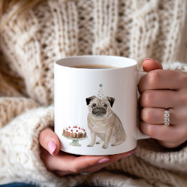 Personlig Pug Birthday Cake Coffee Mugg