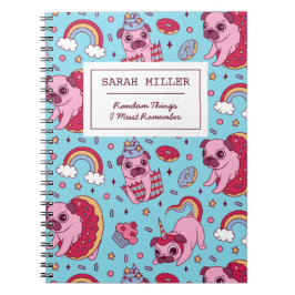 Personlig Pug Doodle Mönster Sweet Dessert Anteckningsbok