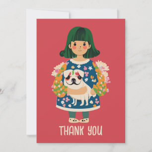 Personlig Pug-hälsningskort Boho Blommigt Card Julkort