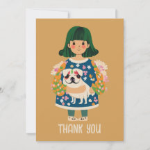 Personlig Pug-hälsningskort | Boho Blommigt Card