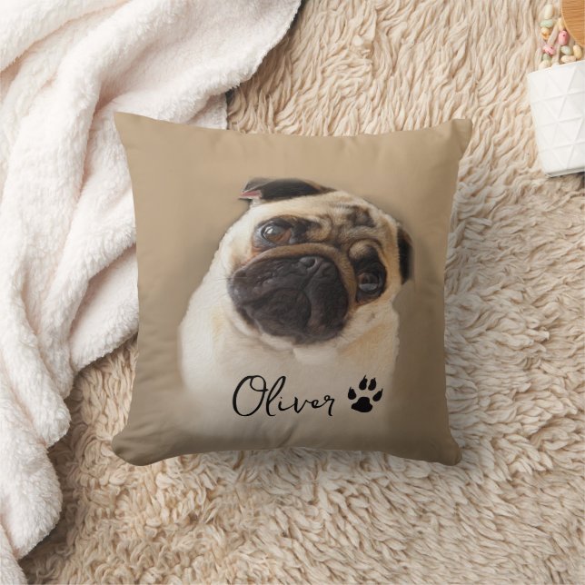 Personlig Pug Hund Photo Image Kudde (Filt)