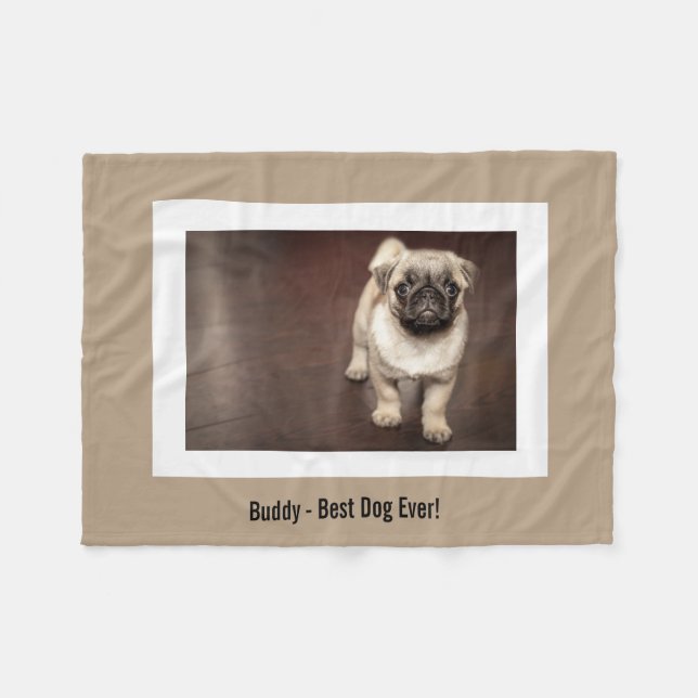 Personlig Pug Hund Photo och Pug Hund Fleecefilt (Framsidan (Horisontell))