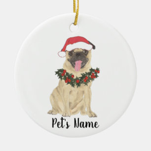 Personlig Pug Julgransprydnad Keramik