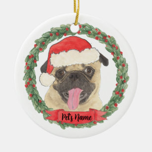 Personlig Pug Julgransprydnad Keramik