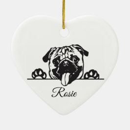 Personlig Pug Julgransprydnad Keramik