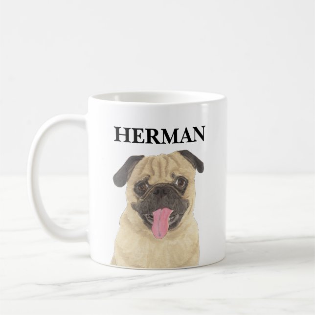 Personlig Pug Kaffemugg (Vänster)