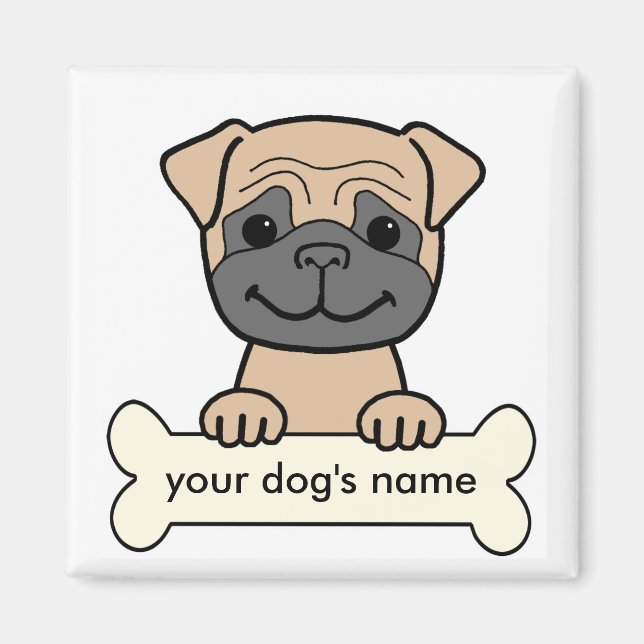 Personlig Pug Magnet (Framsidan)