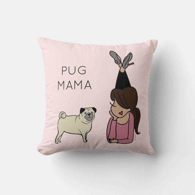 Personlig Pug Mamma Dekorativ kudde (Framsida)