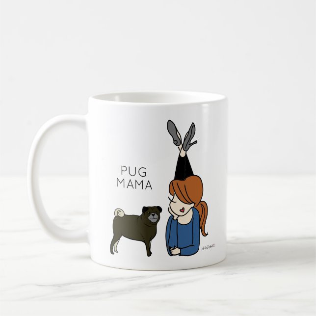 Personlig Pug Mamma Kaffe Mugg (Vänster)