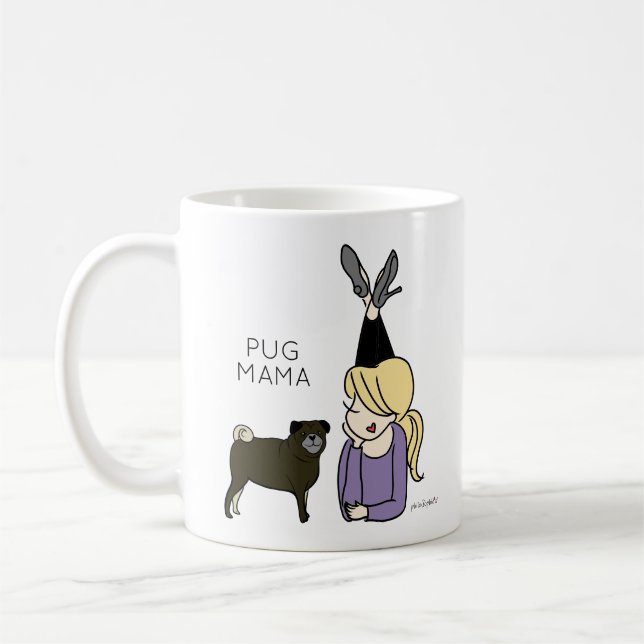 Personlig Pug Mamma Kaffe Mugg (Vänster)