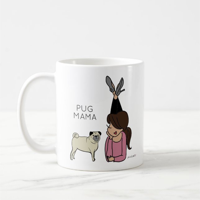 Personlig Pug Mamma Kaffe Mugg (Vänster)