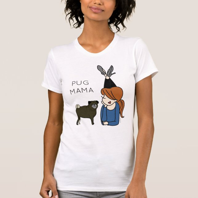 Personlig Pug Mamma T-Shirt (Framsida)