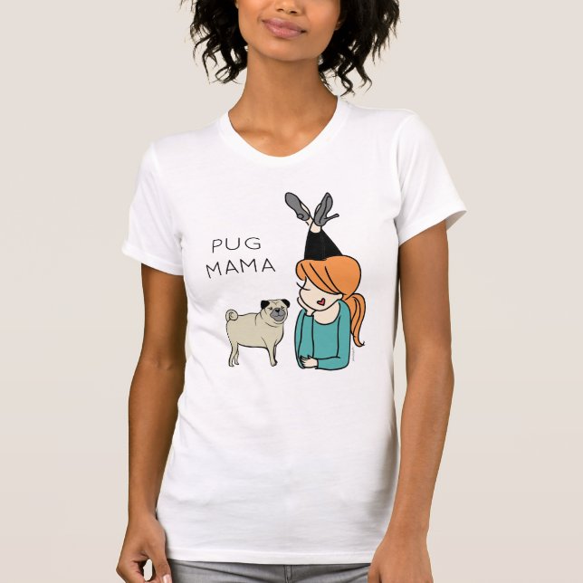 Personlig Pug Mamma T-Shirt (Framsida)