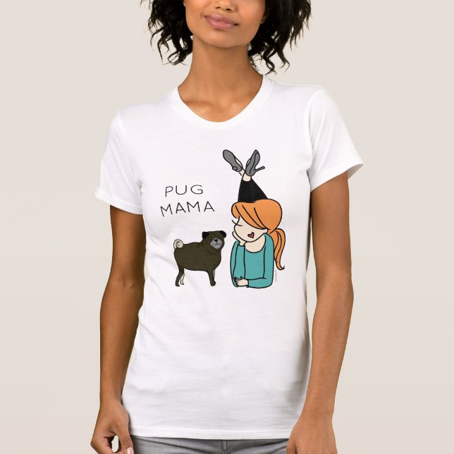 Personlig Pug Mamma T-Shirt (Framsida)