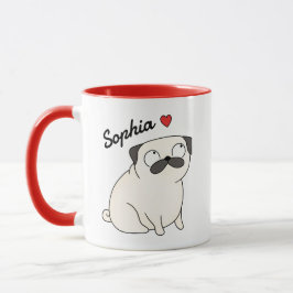Personlig Pug-mugg, anpassad pug-resekopp med namn Mugg