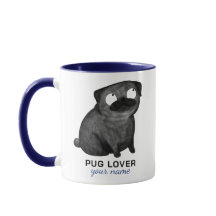 Personlig Pug-mugg, anpassat namn & fras